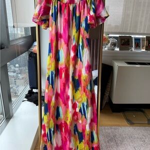 Vibrant Multicolor Off-Shoulder Dress